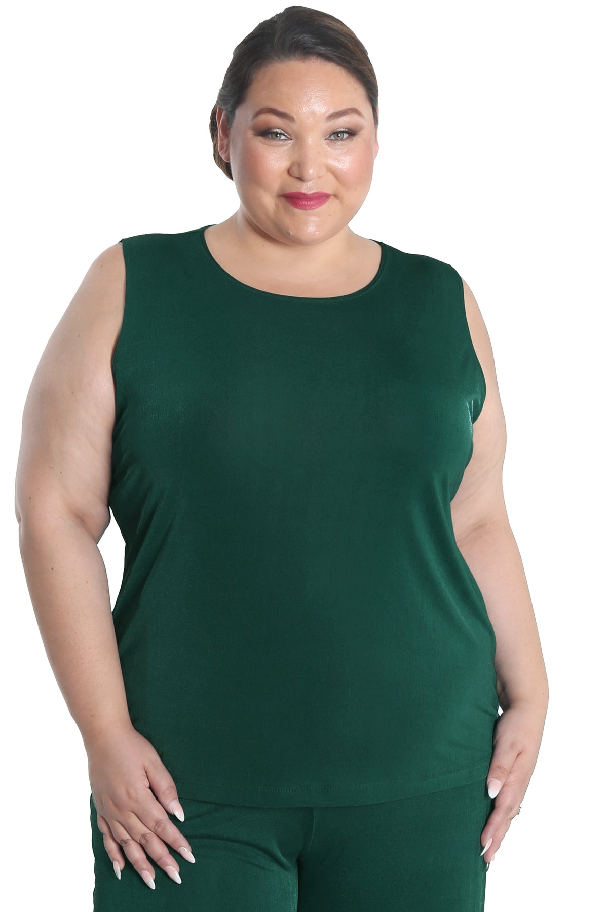Tops Vikki Vi Silky Classic Hunter Green Tank