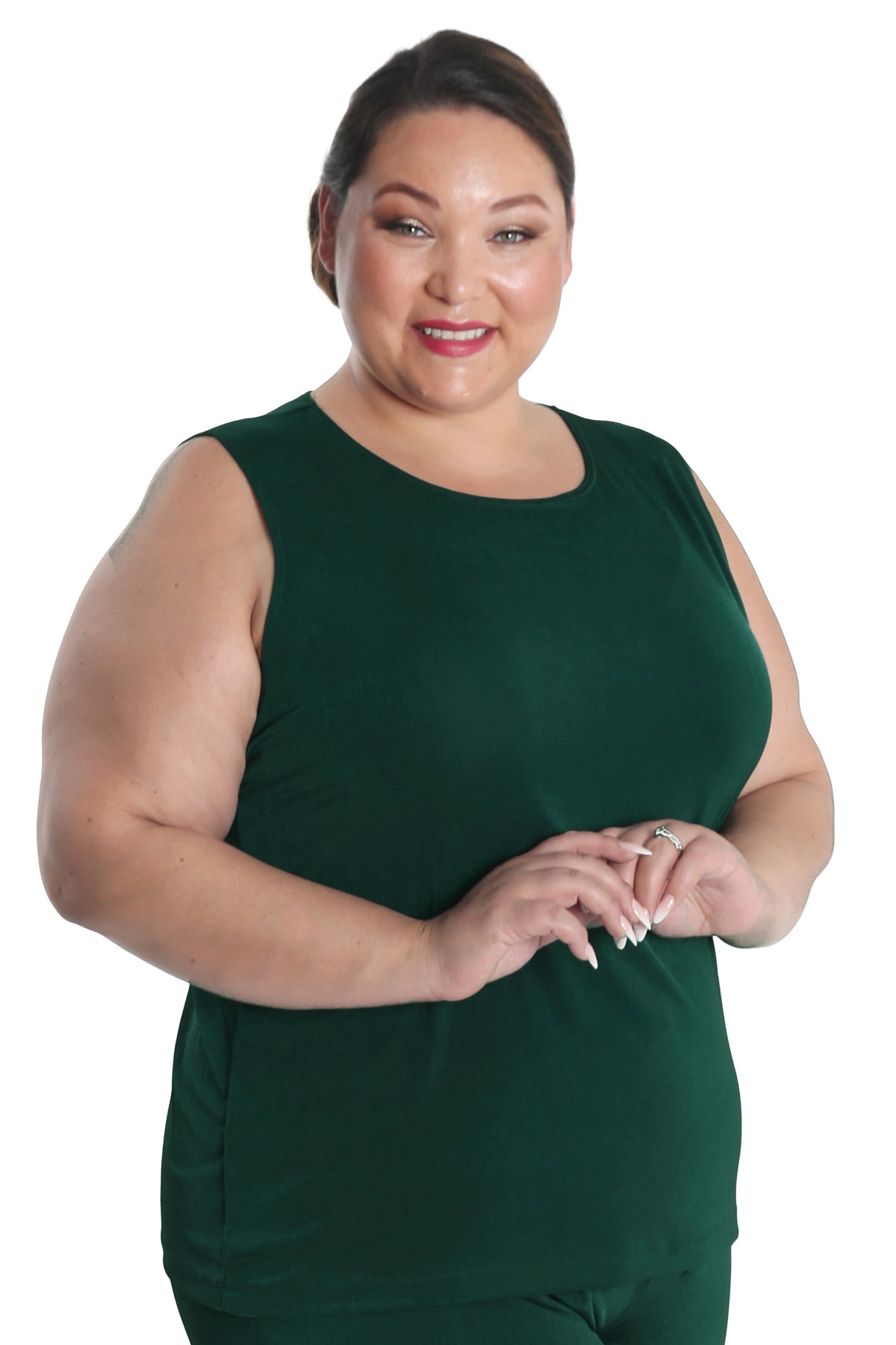 Tops Vikki Vi Silky Classic Hunter Green Tank