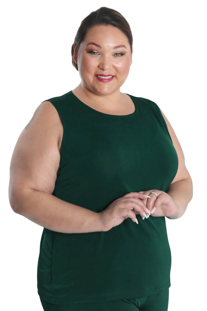 Tops Vikki Vi Silky Classic Hunter Green Tank