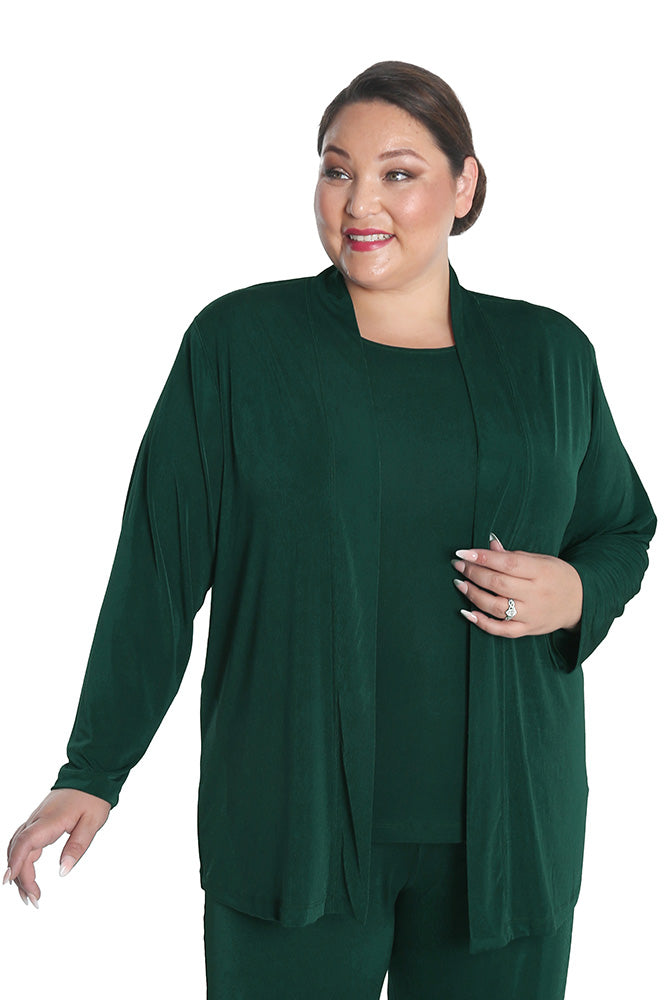 Jackets Vikki Vi Silky Classic Hunter Green Kimono Jacket