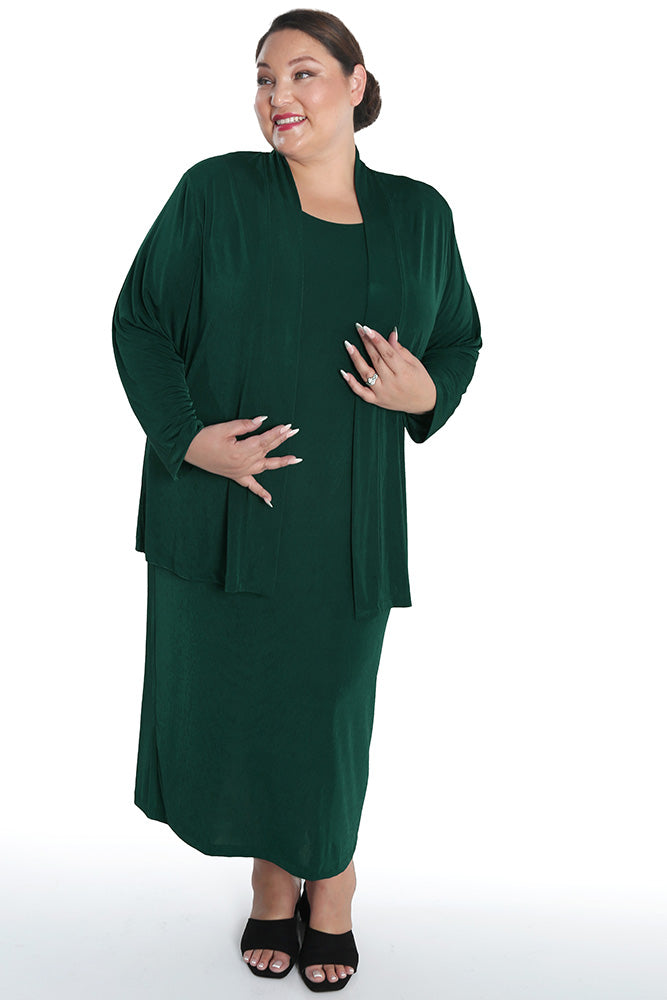 Jackets Vikki Vi Silky Classic Hunter Green Kimono Jacket