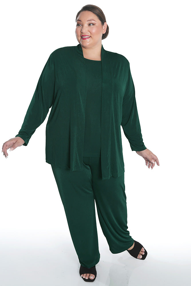 Jackets Vikki Vi Silky Classic Hunter Green Kimono Jacket