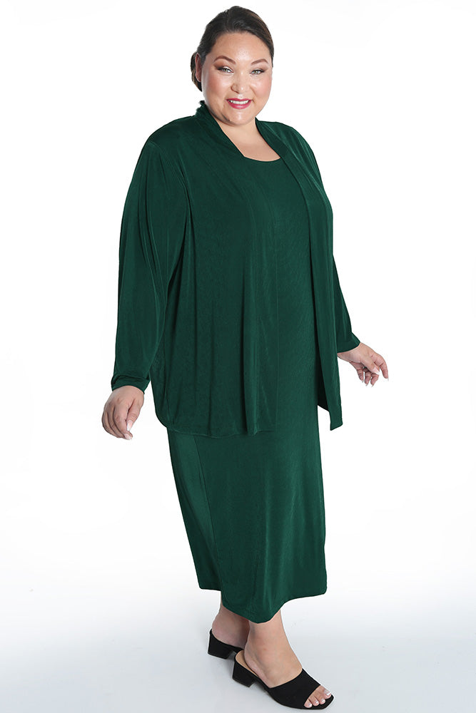 Jackets Vikki Vi Silky Classic Hunter Green Kimono Jacket