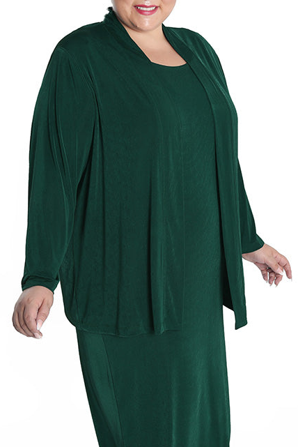 Jackets Vikki Vi Silky Classic Hunter Green Kimono Jacket