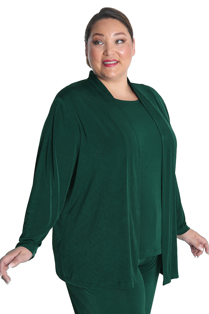 Jackets Vikki Vi Silky Classic Hunter Green Kimono Jacket