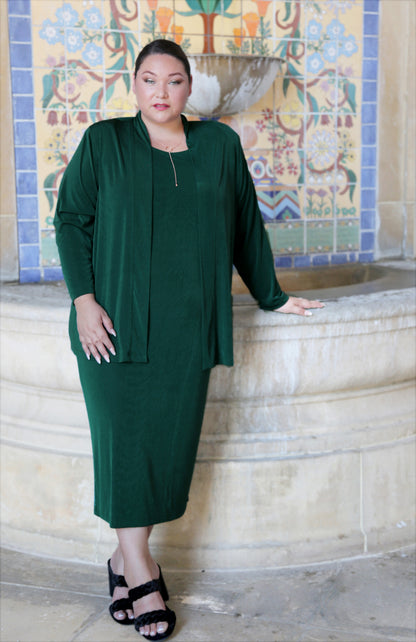 Jackets Vikki Vi Silky Classic Hunter Green Kimono Jacket