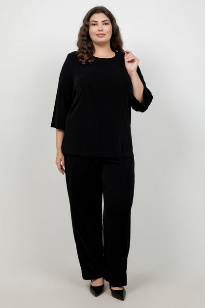 Vikki Vi Classic Black 3/4 Sleeve Top