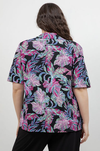 Vikki Vi Jersey Tropical Nights Camp Shirt