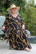Vikki Vi Jersey Black Chain Zip Front Caftan