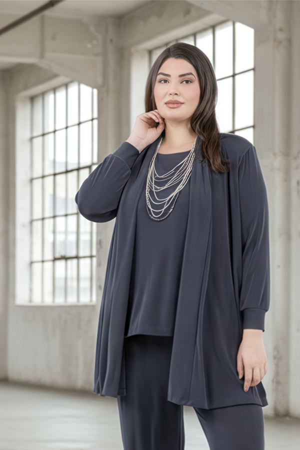 Vikki Vi Classic Graphite Long Kimono Jacket