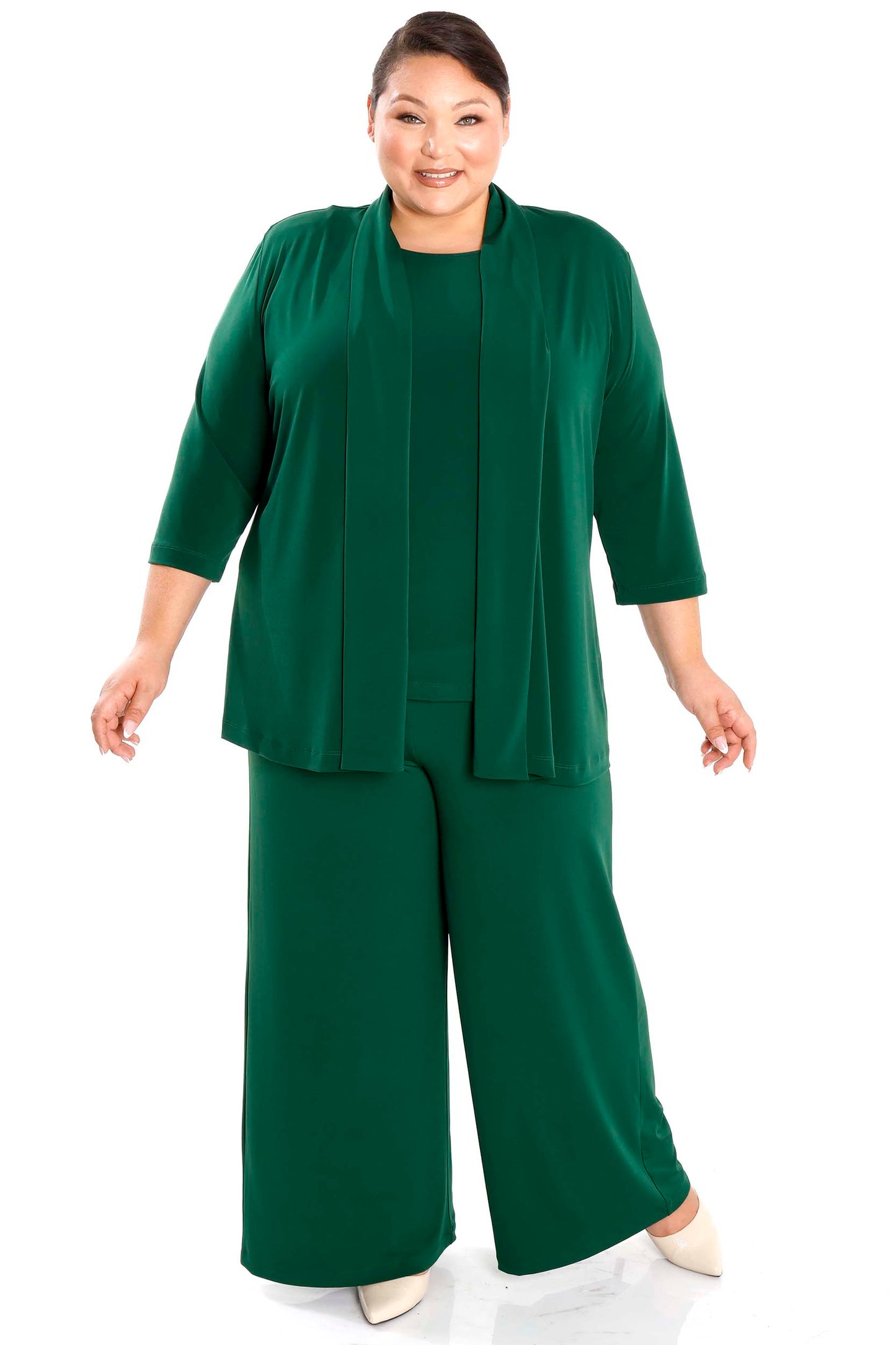 Jackets Vikki Vi Jersey Pine 3/4 Sleeve Kimono Jacket