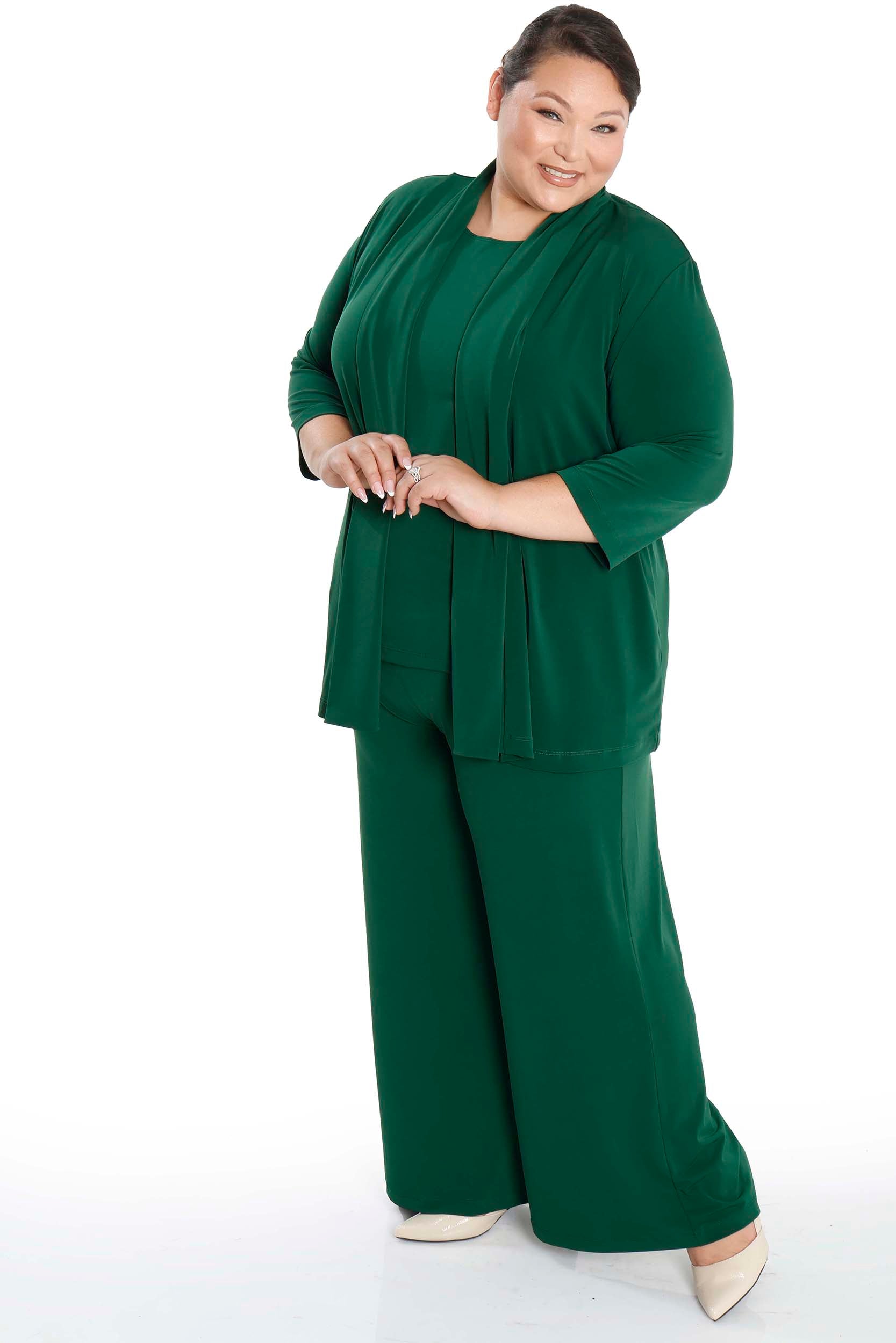 Jackets Vikki Vi Jersey Pine 3/4 Sleeve Kimono Jacket