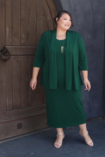 Jackets Vikki Vi Jersey Pine 3/4 Sleeve Kimono Jacket