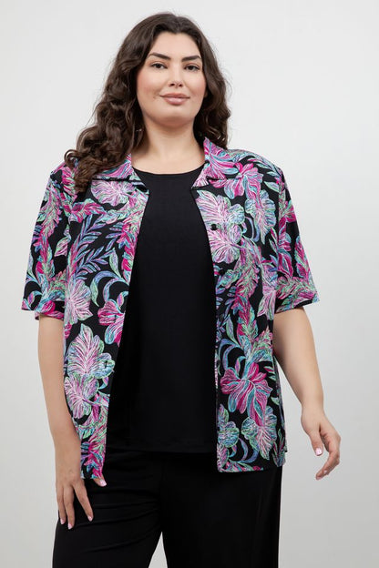 Vikki Vi Jersey Tropical Nights Camp Shirt