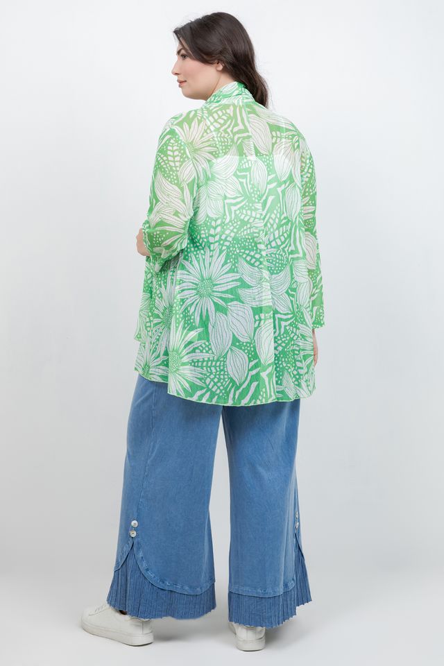 Tops Jess and Jane Floral Green Mesh Jacket