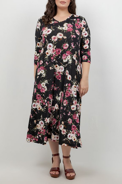 Vikki Vi Jersey Petite Rose V Neck Pocket Dress