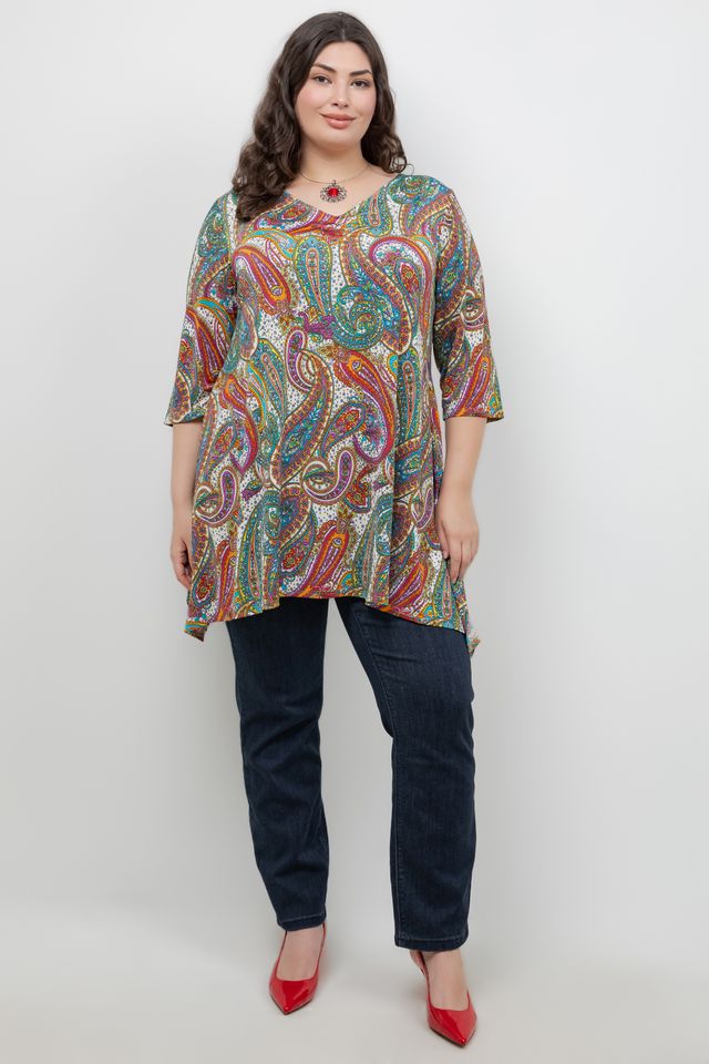 Tops Vikki Vi Jersey Paisley Handkerchief Tunic