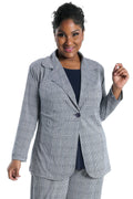 Vikki Vi Navy Plaid Blazer