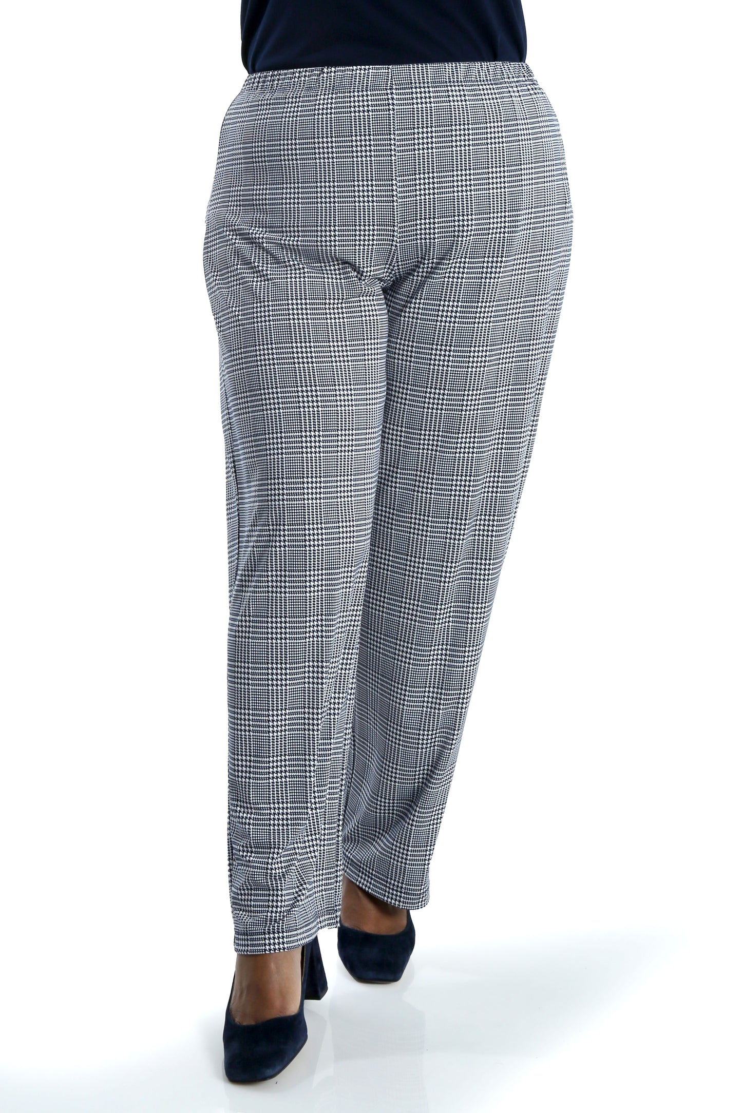 Pants Vikki Vi Navy Plaid Petite Pull-On Pant