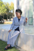 Vikki Vi Navy Plaid Blazer