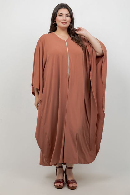 Vikki Vi Jersey Blush Zip Front Caftan