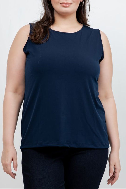 Tops Vikki Vi Jersey Navy Tank
