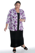 Vikki Vi Jersey Iris Floral 3/4 Sleeve Kimono Jacket