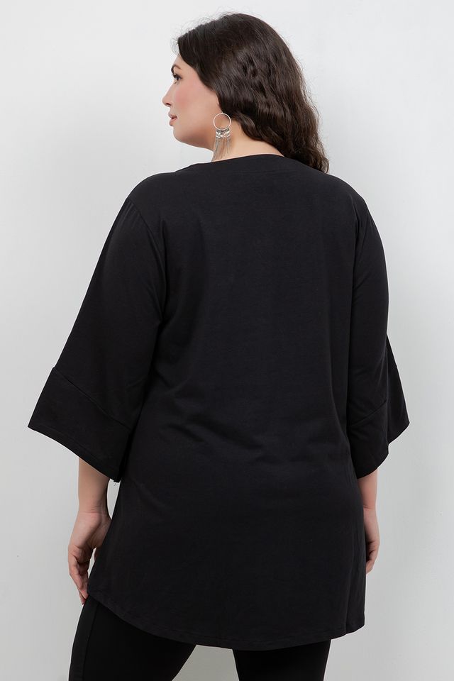Tops Black Lace Up Tee