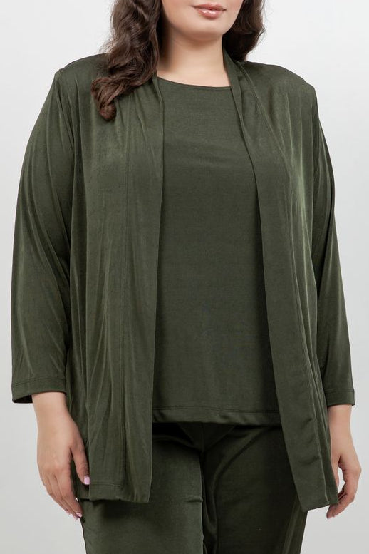 Jackets Vikki Vi Silky Classic Olive Kimono Jacket