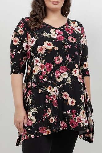 Vikki Vi Jersey Petite Rose Handkerchief Tunic