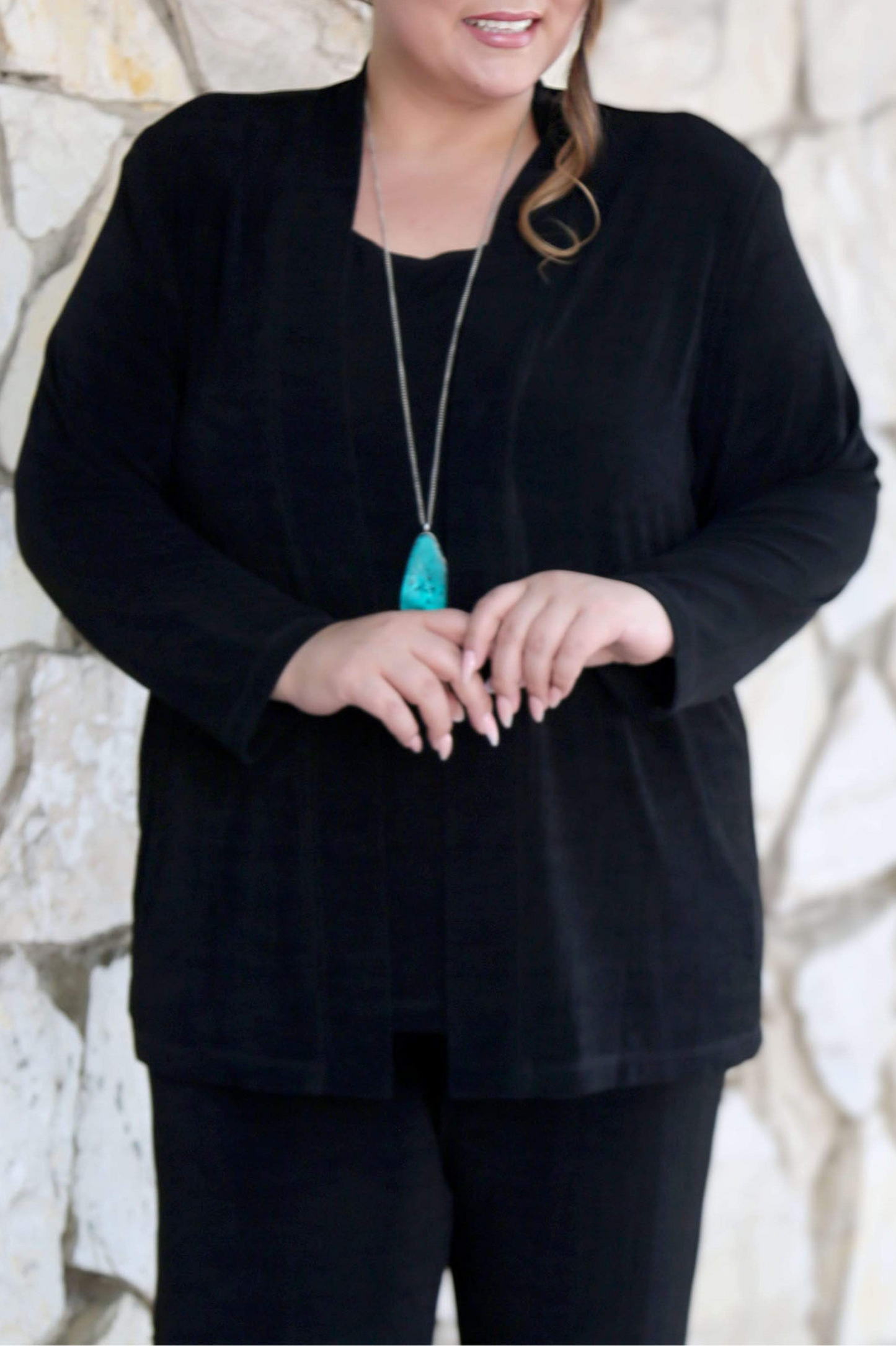 Jackets Vikki Vi Classic Black Kimono Jacket