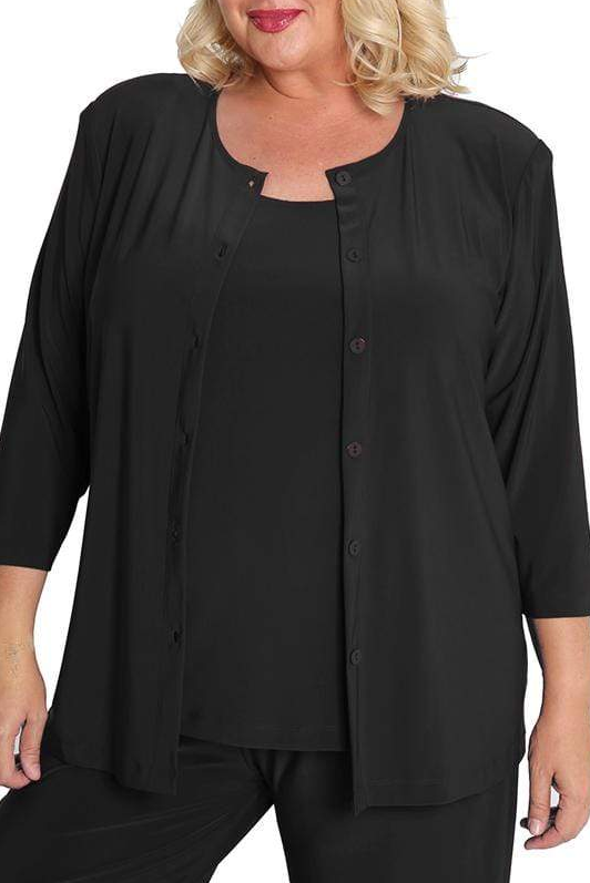 Jackets Vikki Vi Jersey Black 3/4 Sleeve Cardigan