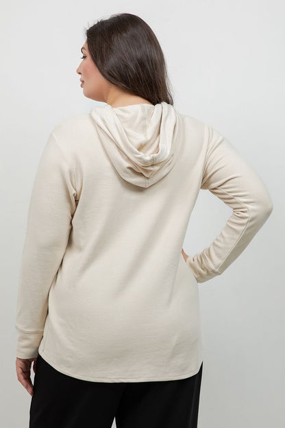 Karen Kane Ecru Layer Front Hoodie