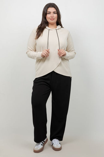 Karen Kane Ecru Layer Front Hoodie