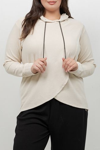 Karen Kane Ecru Layer Front Hoodie