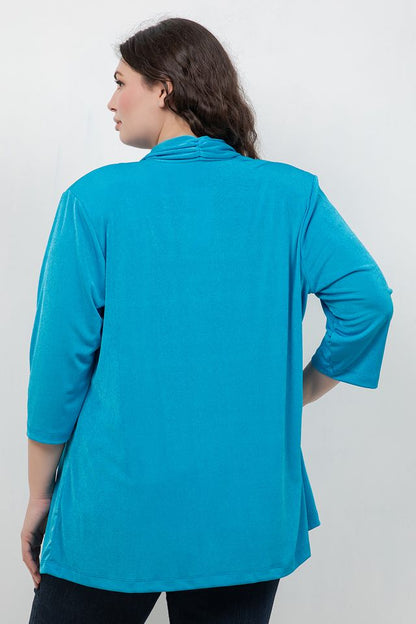 Jackets Vikki Vi Silky Classic Turquoise 3/4 Sleeve Kimono Jacket