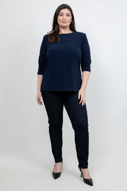 Tops Vikki Vi Jersey Navy 3/4 Sleeve Top