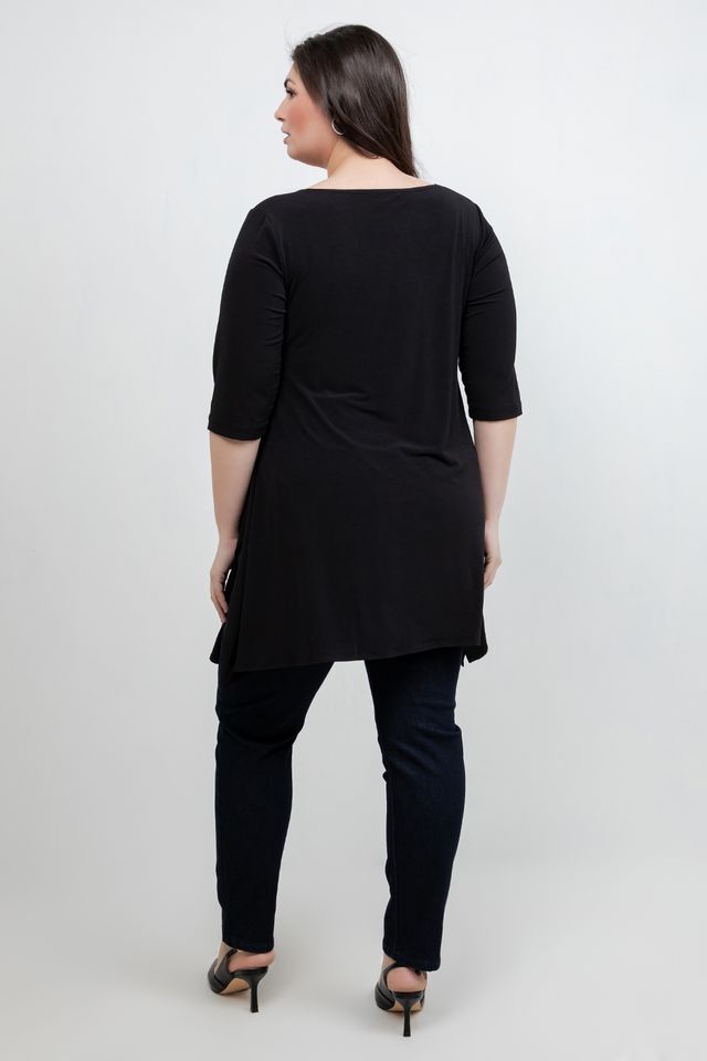 Tops Vikki Vi Jersey Black Handkerchief Tunic