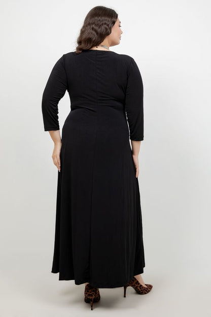 Vikki Vi Jersey Black Faux Wrap Maxi Dress