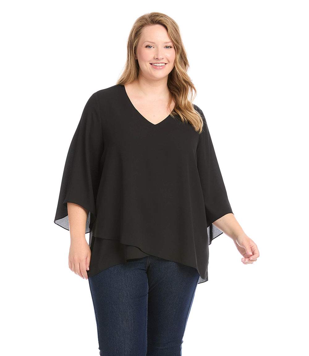 top Plus Size Bracelet Sleeve Asymmetric Top