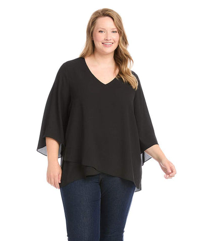 top Plus Size Bracelet Sleeve Asymmetric Top