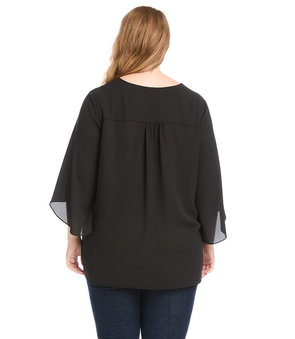 top Plus Size Bracelet Sleeve Asymmetric Top