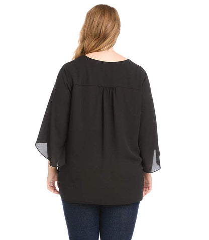 top Plus Size Bracelet Sleeve Asymmetric Top