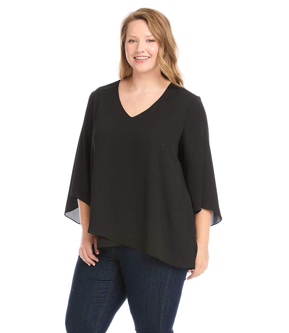 top Plus Size Bracelet Sleeve Asymmetric Top