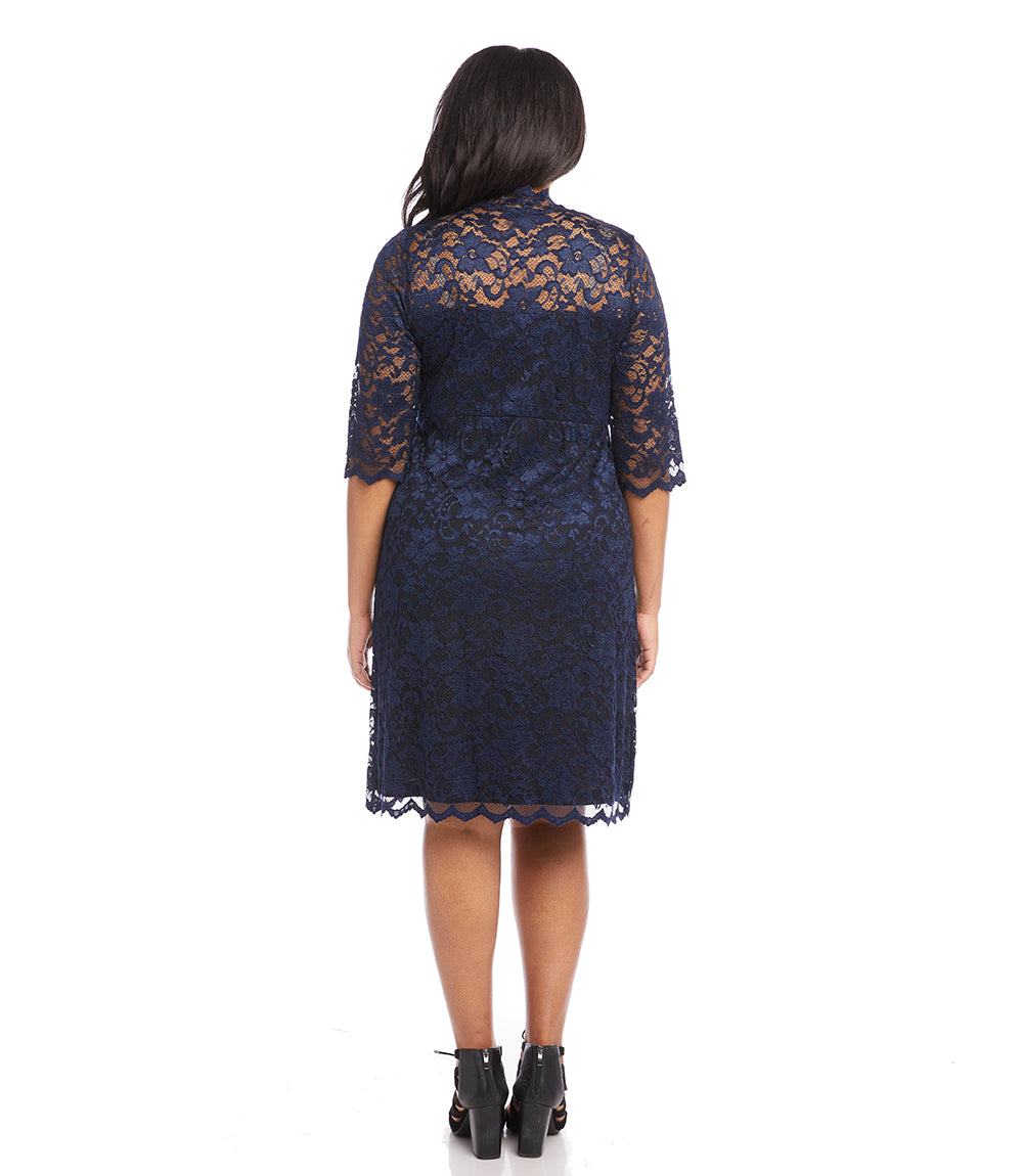 dress Plus Size V-Neck Scallop Lace Dress