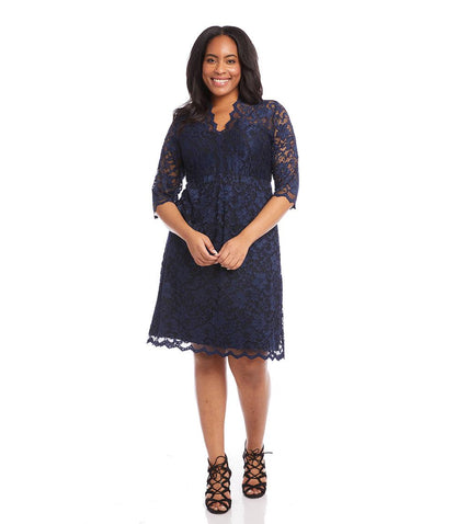 dress Plus Size V-Neck Scallop Lace Dress