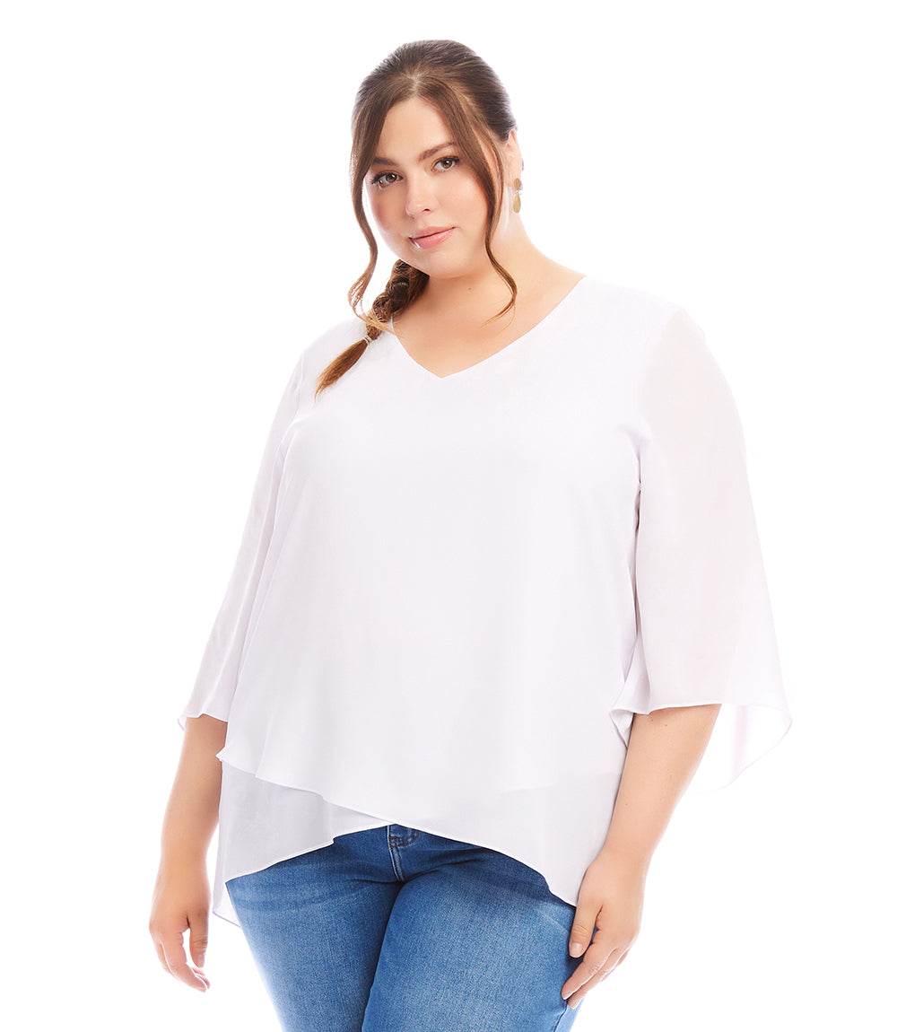 top Plus Size Bracelet Sleeve Asymmetric Top