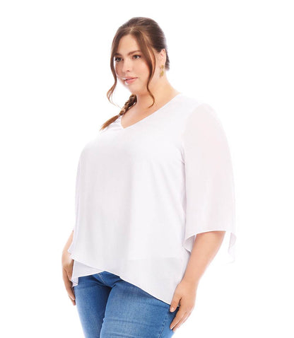 top Plus Size Bracelet Sleeve Asymmetric Top