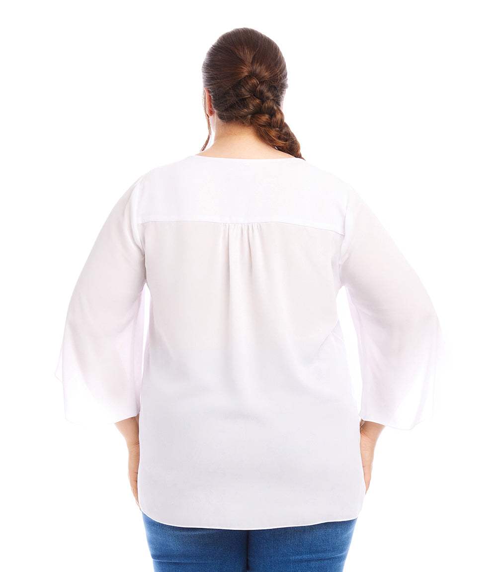 top Plus Size Bracelet Sleeve Asymmetric Top
