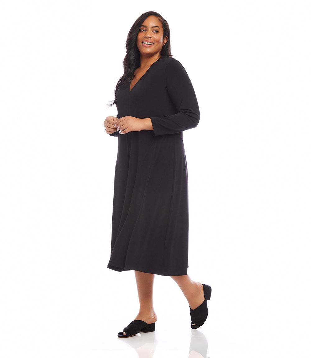 dress Plus Size Kate V-Neck Midi Travel Jersey Dress